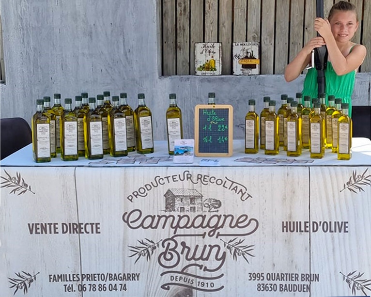 Direct sale of olive oil at our Verdon campsite